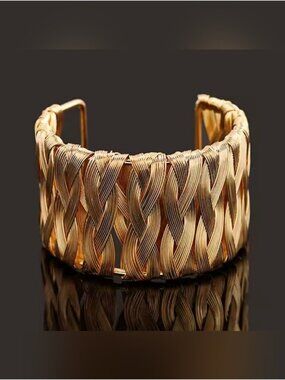Woven Gold-Tone Braided Cuff Bracelet